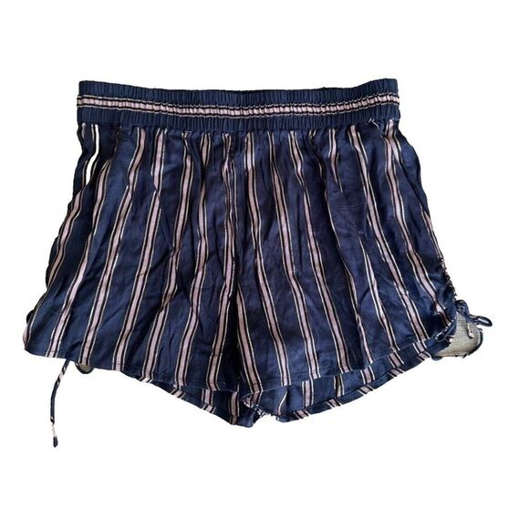 Anthropologie Small Navy Striped Short Pockets Pull On Resortwear Boho Beach - Picture 2 of 7